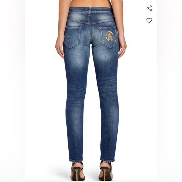 Roberto Cavalli Distressed Mid Rise Skinny Jeans - Picture 5 of 9